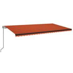 Vidaxl Avtomatsko zložljiva tenda 600x350 cm oranžna in rjava