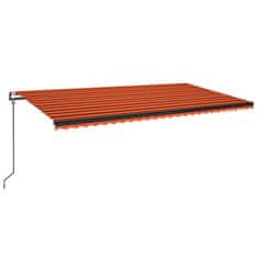 Vidaxl Avtomatska tenda LED + senzor 600x350 cm oranžna/rjava