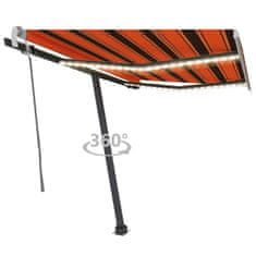 Vidaxl Ročno zložljiva tenda z LED lučkami 300x250 cm oranžna in rjava