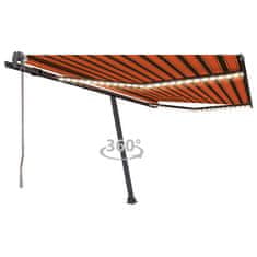 Vidaxl Avtomatska tenda LED + senzor 400x300 cm oranžna/rjava