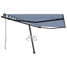 Vidaxl Prostostoječa avtomatska tenda 450x300 cm modra/bela