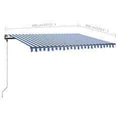 Vidaxl Prostostoječa ročno zložljiva tenda 400x300 cm modra/bela