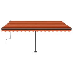 Vidaxl Prostostoječa ročna zložljiva tenda 400x300 cm oranžna/rjava