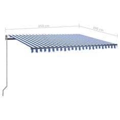 Vidaxl Prostostoječa avtomatska tenda 450x300 cm modra/bela