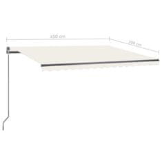 Vidaxl Prostostoječa avtomatska tenda 450x300 cm krem