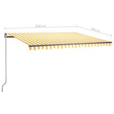 Vidaxl Prostostoječa avtomatska tenda 450x300 cm rumena/bela