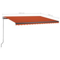 Vidaxl Prostostoječa avtomatska tenda 450x300 cm oranžna/rjava