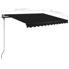Vidaxl Prostostoječa ročno zložljiva tenda 300x250 cm antracitna