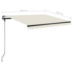 Vidaxl Prostostoječa ročno zložljiva tenda 350x250 cm krem