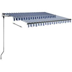 Vidaxl Ročno zložljiva tenda z LED lučkami 350x250 cm modra in bela