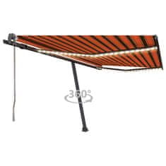 Vidaxl Avtomatska tenda LED + senzor 450x300 cm oranžna/rjava