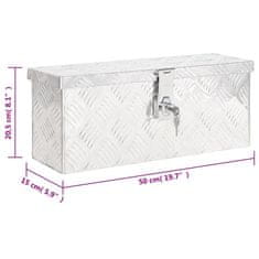 Vidaxl Škatla za shranjevanje srebrna 50x15x20,5 cm aluminij