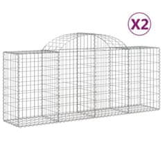 Vidaxl Obokane gabion košare 2 kosa 200x50x80/100 cm pocinkano železo