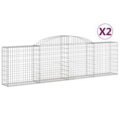 Vidaxl Obokane gabion košare 2 kosa 300x30x80/100 cm pocinkano železo