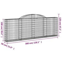 Vidaxl Obokana gabionska košara 300x30x100/120 cm pocinkano železo