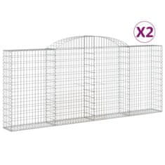 Vidaxl Obokane gabion košare 2 kosa 300x30x120/140 cm pocinkano železo