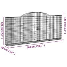 shumee Obokana gabionska košara 10 kos 300x30x120/140cm cinkano železo