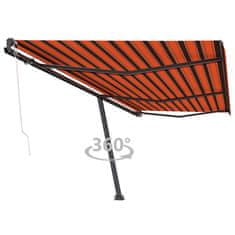 Vidaxl Prostostoječa avtomatska tenda 600x300 cm oranžna/rjava