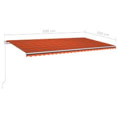 Vidaxl Prostostoječa avtomatska tenda 600x300 cm oranžna/rjava