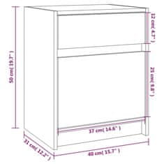 Vidaxl Nočna omarica 2 kosa črna 40x31x50 cm trdna borovina