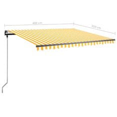 Vidaxl Ročno zložljiva tenda z LED lučkami 400x350 cm rumena in bela