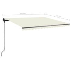 Vidaxl Prostostoječa ročno zložljiva tenda 400x350 cm krem