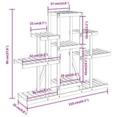 Vidaxl Stojalo za rastline 110x25x96 cm trden les jelke