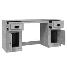 Vidaxl Pisalna miza z omaricami betonsko siva inženirski les