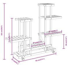 Vidaxl Stojalo za rastline s kolesi 95x25x101 cm trden les jelke