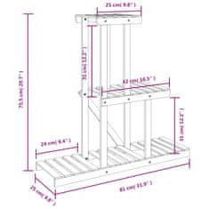 Vidaxl Stojalo za rastline 81x25x75,5 cm trden les jelke