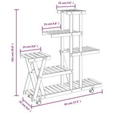 Vidaxl Stojalo za rastline s kolesi 95x25x101 cm trden les jelke