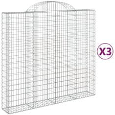 Vidaxl Obokane gabion košare 3 kosi 200x50x180/200 cm pocinkano železo