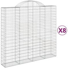 shumee Obokane gabion košare 8 kosi 200x50x180/200 cm pocinkano železo