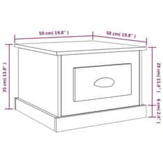 Vidaxl Klubska mizica rjav hrast 50x50x35 cm inženirski les