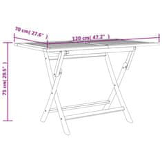 Vidaxl Zložljiva vrtna miza siva 120x70x75 cm trdna tikovina