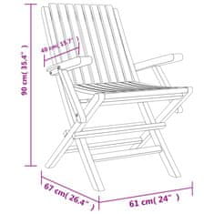 Vidaxl Zložljivi vrtni stoli 6 kosa 61x67x90 cm trdna tikovina