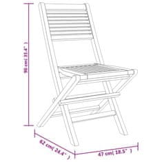 Vidaxl Zložljivi vrtni stoli 2 kosa 47x62x90 cm trdna tikovina