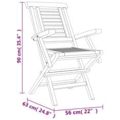 Vidaxl Zložljivi vrtni stoli 4 kosa 56x63x90 cm trdna tikovina