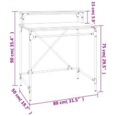 Vidaxl Pisalna miza rjavi hrast 80x50x90 cm inženirski les in železo