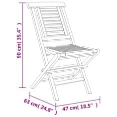 Vidaxl Zložljivi vrtni stoli 4 kosi 47x63x90 cm trdna tikovina