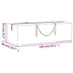 Vidaxl Torba za shranjevanje vrtnih blazin 2 kosa črna 135x40x55cm PE