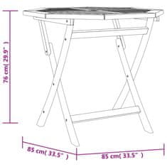 Vidaxl Zložljiva vrtna miza 85x85x76 cm trdna tikovina