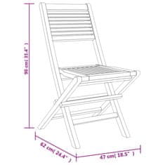 Vidaxl Zložljivi vrtni stoli 8 kosi 47x62x90 cm trdna tikovina