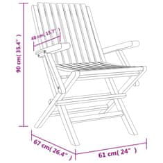 Vidaxl Zložljivi vrtni stoli 8 kosa 61x67x90 cm trdna tikovina