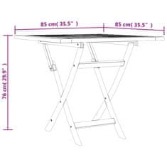 Vidaxl Zložljiva vrtna miza 85x85x76 cm trdna tikovina