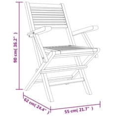 Vidaxl Zložljiv vrtni stol 2 kosa 55x62x90 cm trdna tikovina