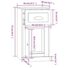 Vidaxl Stranska omarica s predalom sonoma hrast 40x50x75 cm inžen. les