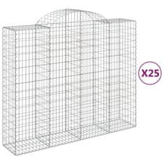 Vidaxl Obokane gabion košare 25kosa 200x50x160/180 cm pocinkano železo