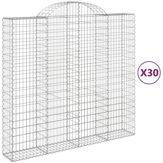 Vidaxl Obokane gabion košare 30kosov 200x50x180/200cm pocinkano železo