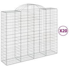 Vidaxl Obokane gabion košare 20kosi 200x50x160/180 cm pocinkano železo